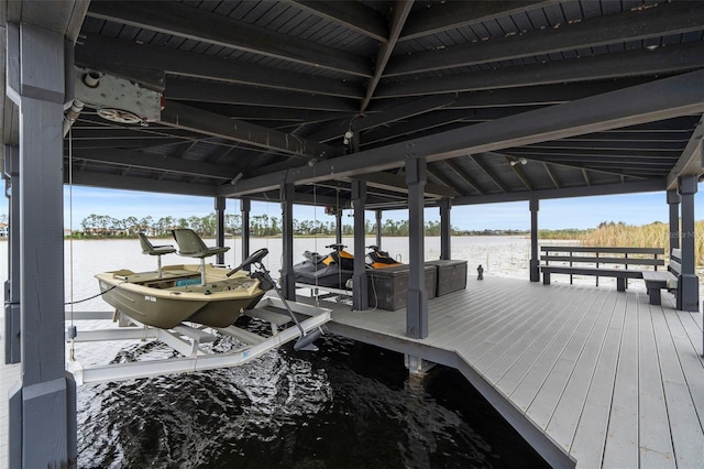 dock area featuring a water view