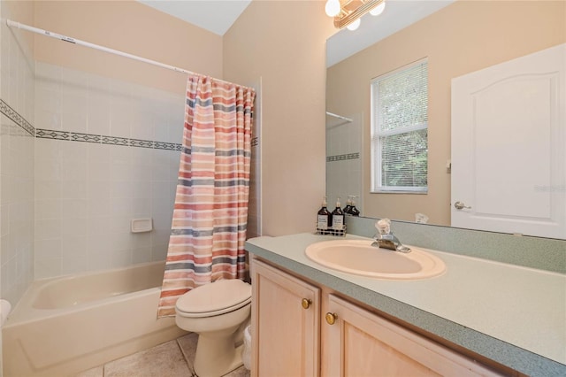 126 Seville Chase Dr, Winter Springs, FL 32708 - bathroom with toilet, shower / bath combination with curtain, vanity, and tile patterned floors