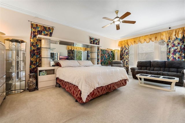 126 Seville Chase Dr, Winter Springs, FL 32708 - carpeted bedroom featuring crown molding and a ceiling fan