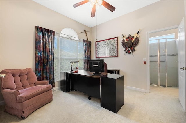 126 Seville Chase Dr, Winter Springs, FL 32708 - office featuring light colored carpet, ceiling fan, and baseboards