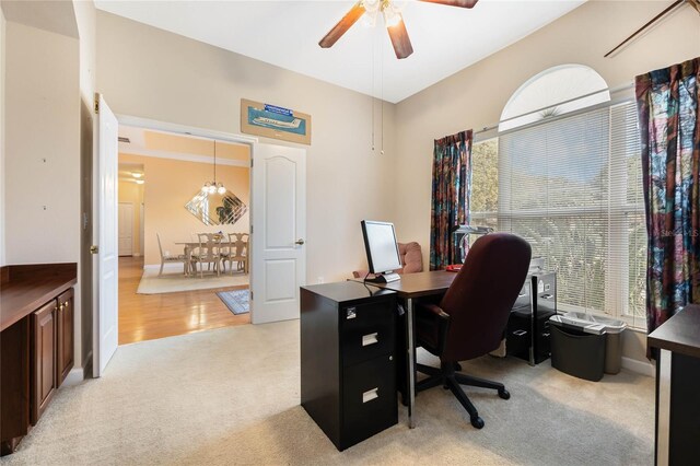 126 Seville Chase Dr, Winter Springs, FL 32708 - home office with light carpet and a ceiling fan