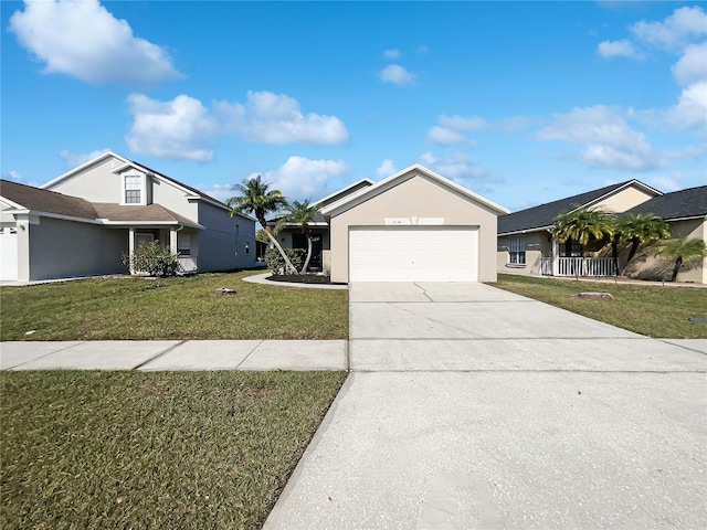 view of front of house featuring a garage and a front yard