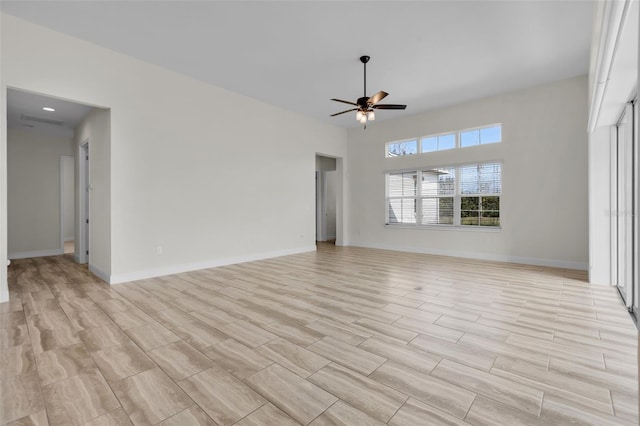 interior space featuring ceiling fan and light hardwood / wood-style flooring