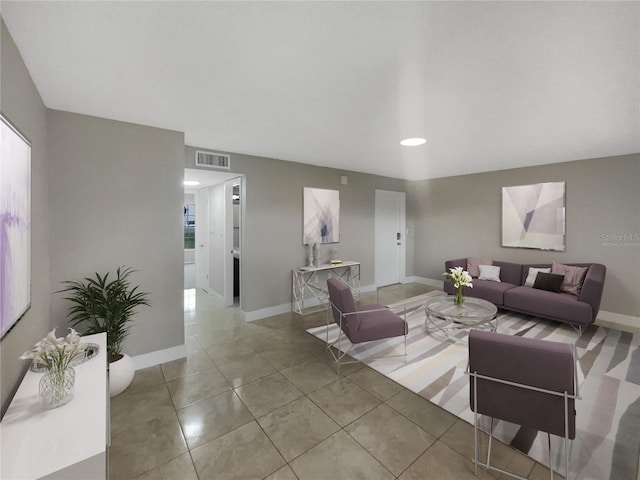 view of tiled living room