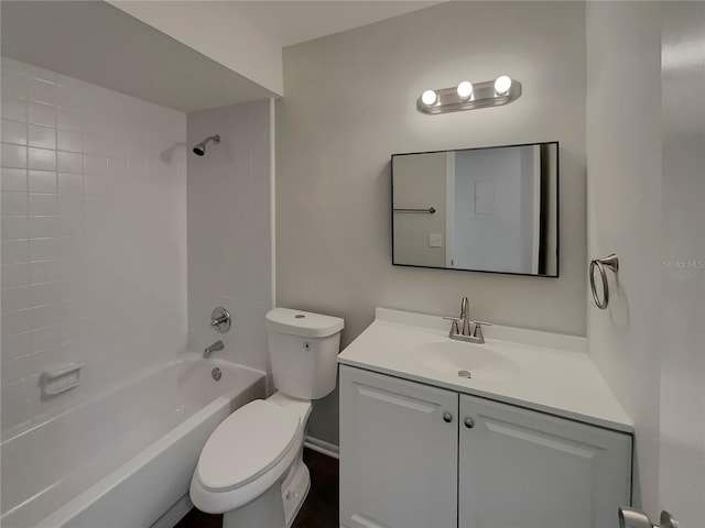 full bathroom featuring vanity, shower / bathtub combination, and toilet