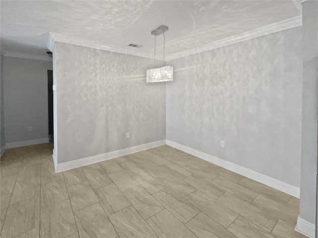 unfurnished room featuring ornamental molding