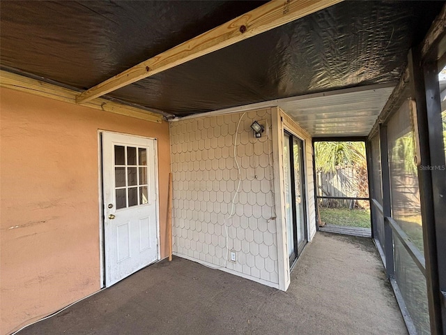 view of unfurnished sunroom