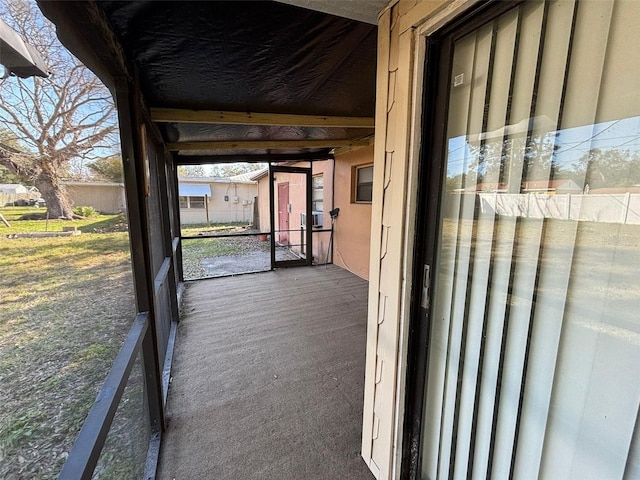 view of unfurnished sunroom