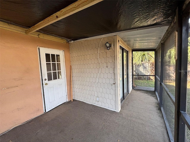 view of unfurnished sunroom