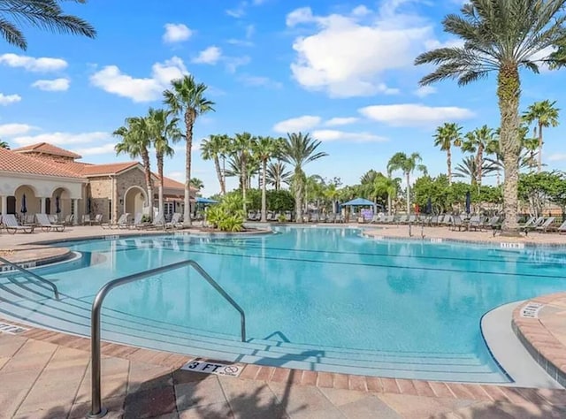 view of pool featuring a patio area