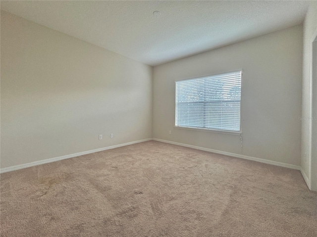 unfurnished room featuring light carpet and a textured ceiling