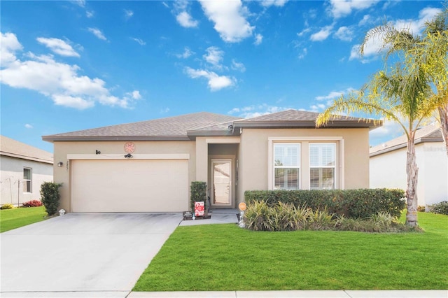 view of front of home with a garage and a front yard