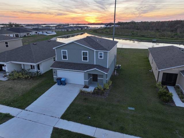 view of aerial view at dusk