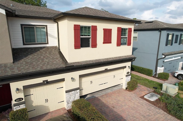 exterior space featuring a garage