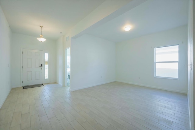 foyer entrance with light hardwood / wood-style flooring