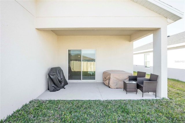 view of patio with area for grilling