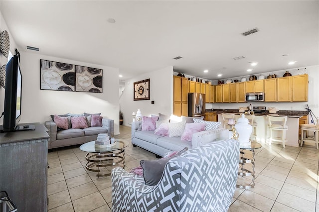 view of tiled living room