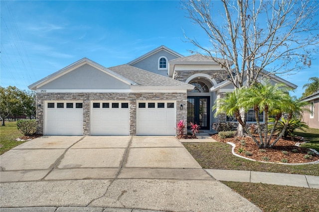 view of front of house with a garage