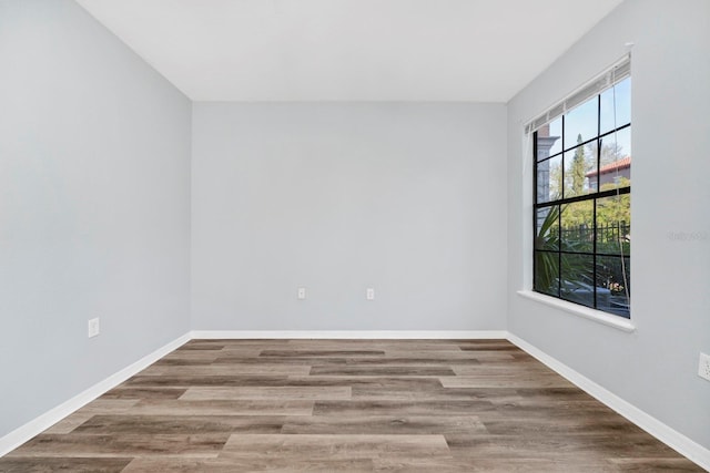 spare room featuring wood-type flooring