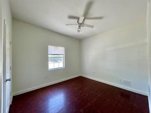 spare room featuring ceiling fan