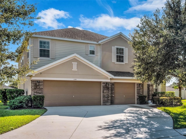 view of front of house with a garage