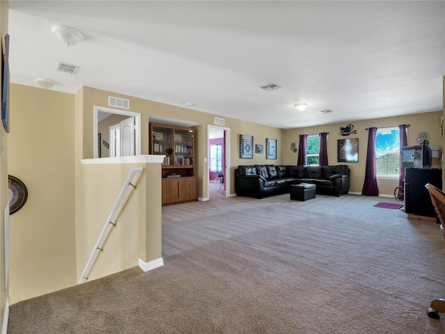 living room with carpet flooring