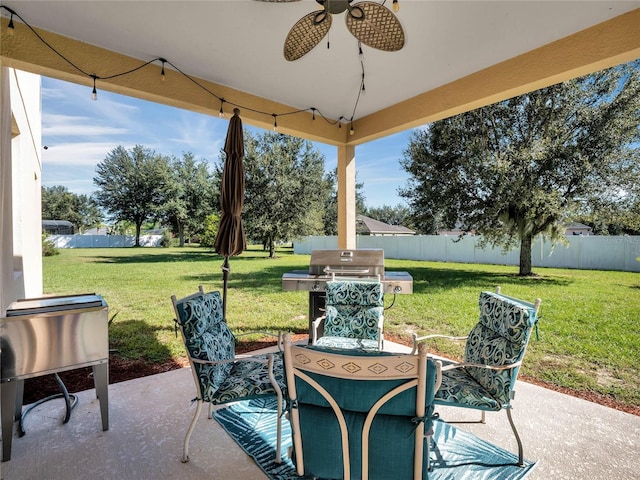 view of patio / terrace with ceiling fan