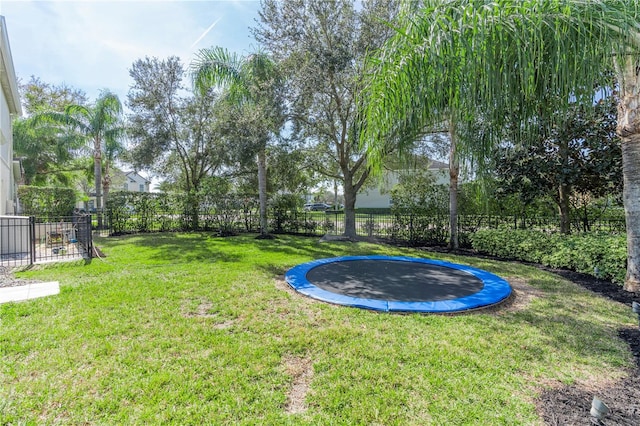 view of yard with a trampoline