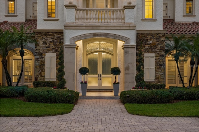 doorway to property with french doors