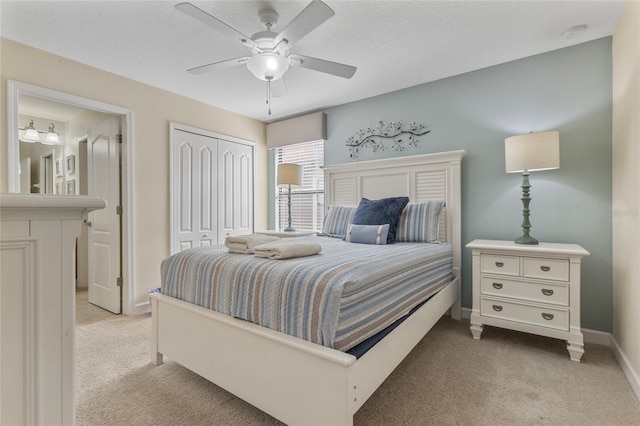 1494 Moon Valley Dr, Davenport, FL 33896 - bedroom featuring light colored carpet, a closet, and ceiling fan