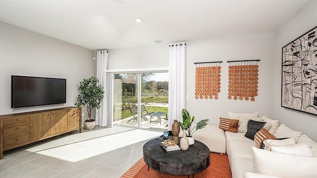 view of tiled living room