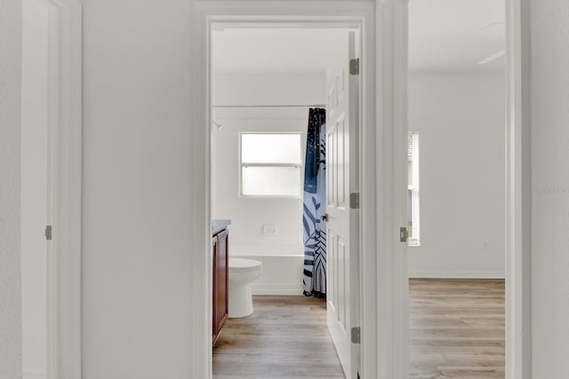 hallway featuring light wood-type flooring