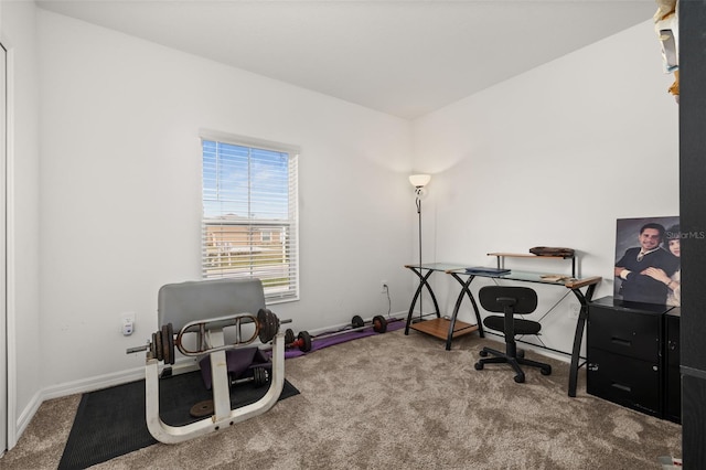 view of carpeted home office