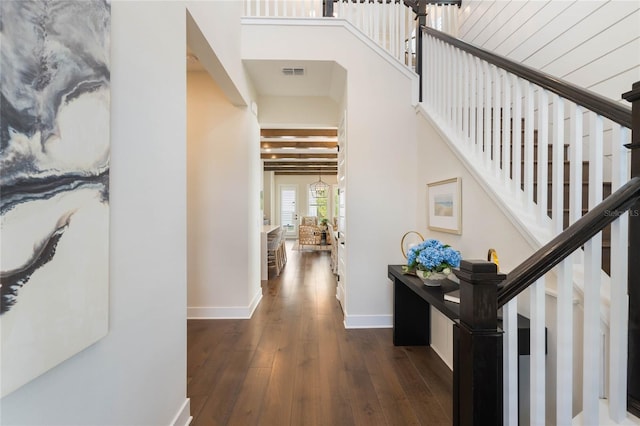 interior space with dark hardwood / wood-style flooring