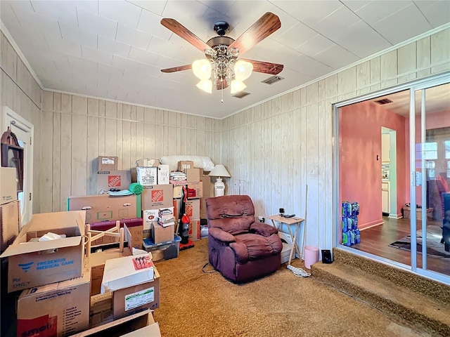 storage featuring ceiling fan