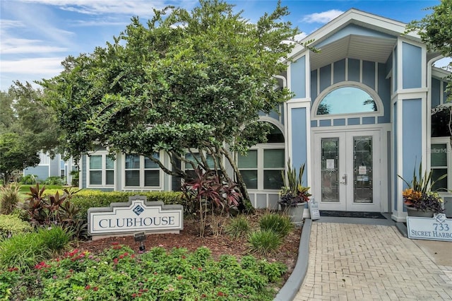 property entrance with french doors