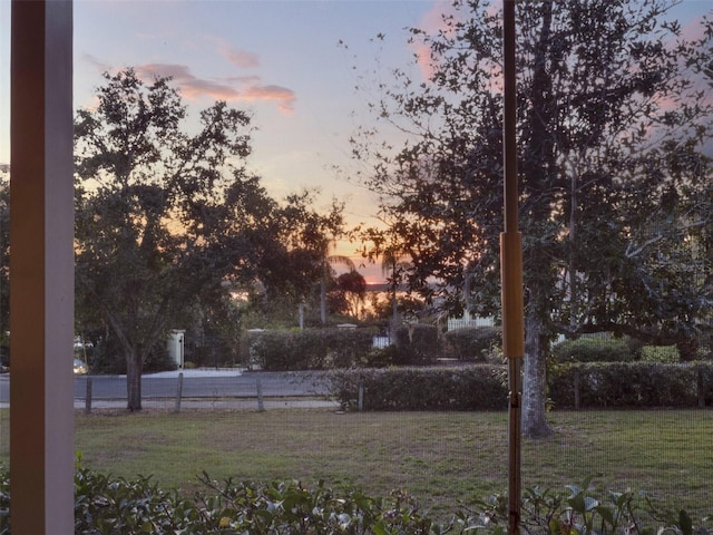 view of yard at dusk