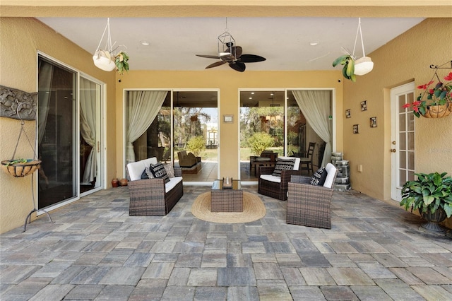 view of patio / terrace featuring outdoor lounge area and ceiling fan