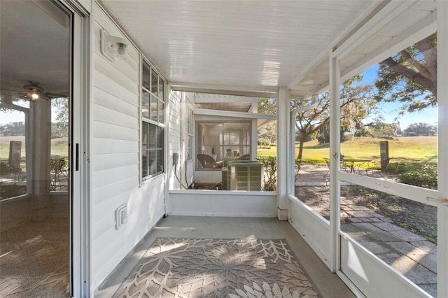 view of unfurnished sunroom