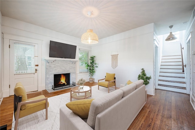 living room with wood-type flooring