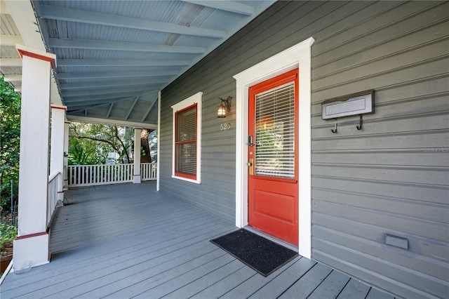 deck with covered porch