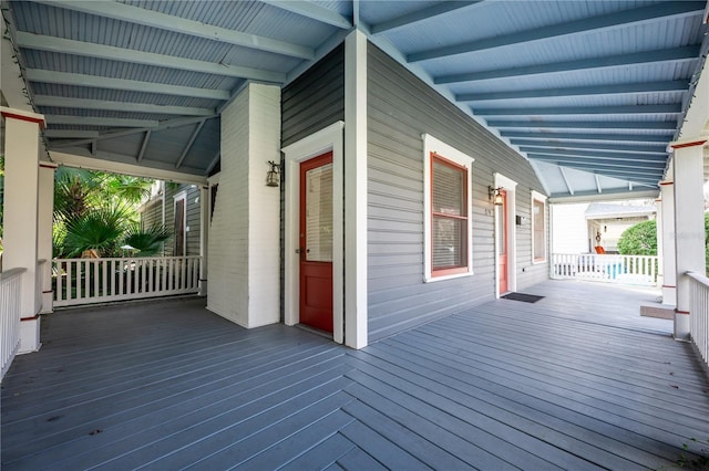 wooden deck with covered porch