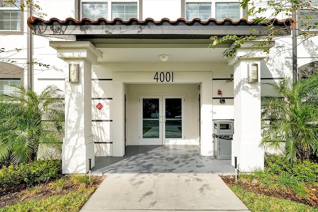 view of exterior entry with french doors