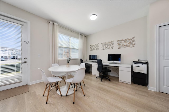 dining room with light hardwood / wood-style flooring