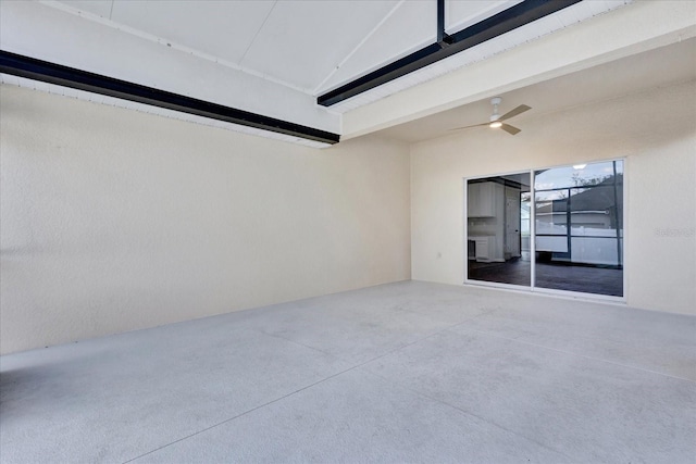 view of patio featuring ceiling fan