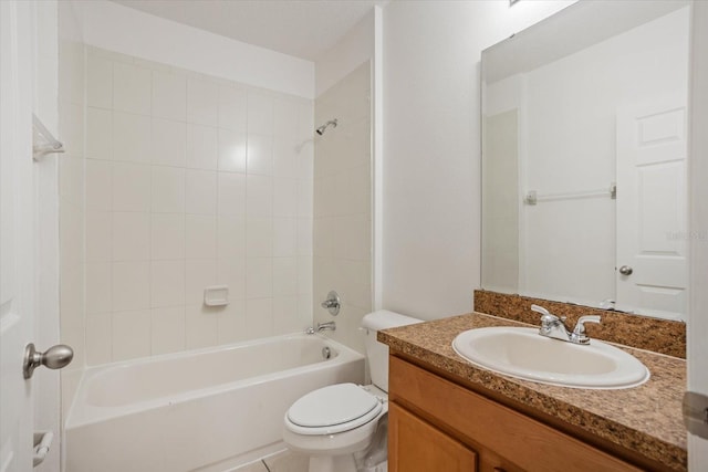 full bathroom with vanity, shower / bathing tub combination, and toilet