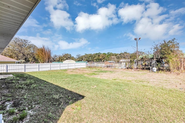 view of yard featuring a fenced backyard