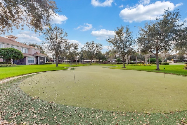 view of home's community with a lawn