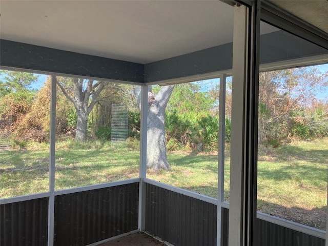 view of unfurnished sunroom