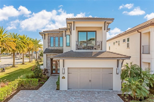 view of front of house with a garage